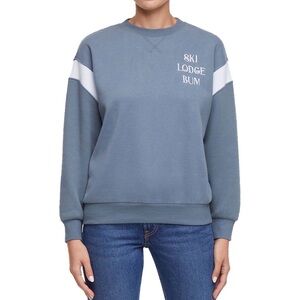 Wildfox Ski Lodge Bum Sweatshirt Size M Blue Oversized Pullover Crewneck New